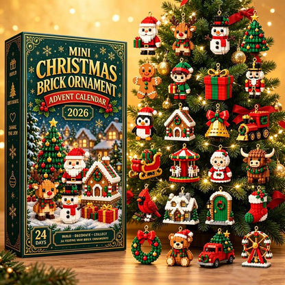 Mini Christmas, 24-Day Brick Ornament Advent Calendar, DIY Building Set for Christmas
