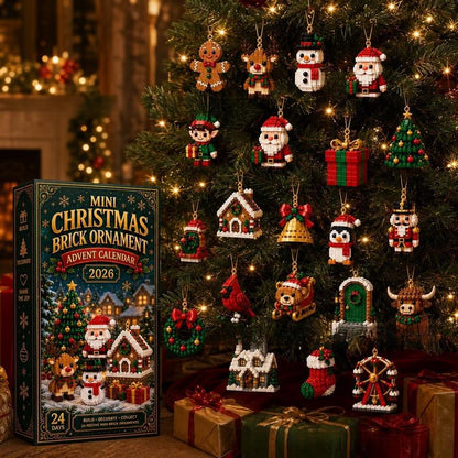 Mini Christmas, 24-Day Brick Ornament Advent Calendar, DIY Building Set for Christmas