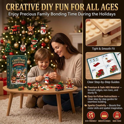 Mini Christmas, 24-Day Brick Ornament Advent Calendar, DIY Building Set for Christmas