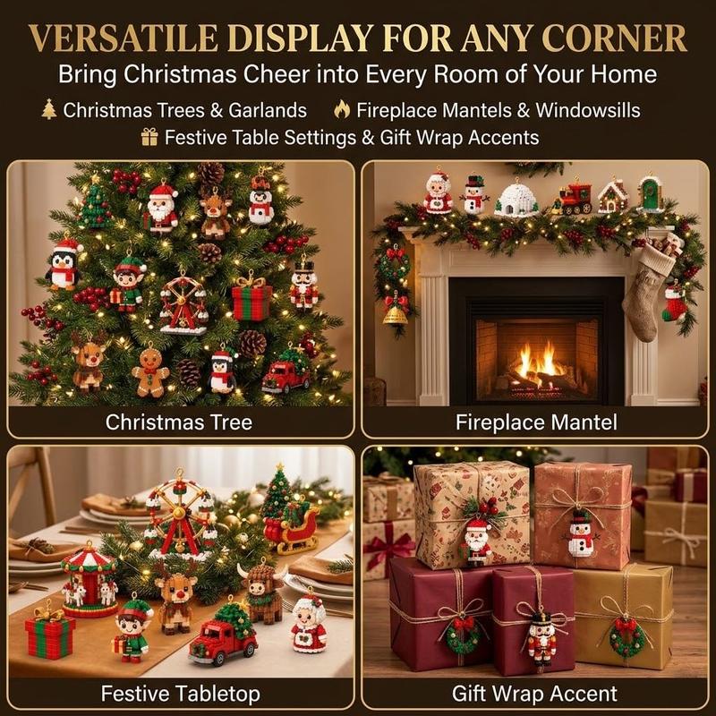 Mini Christmas, 24-Day Brick Ornament Advent Calendar, DIY Building Set for Christmas