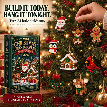 Mini Christmas, 24-Day Brick Ornament Advent Calendar, DIY Building Set for Christmas